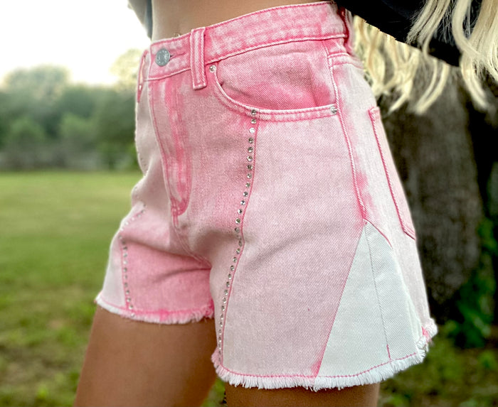 Pink rhinestone shorts